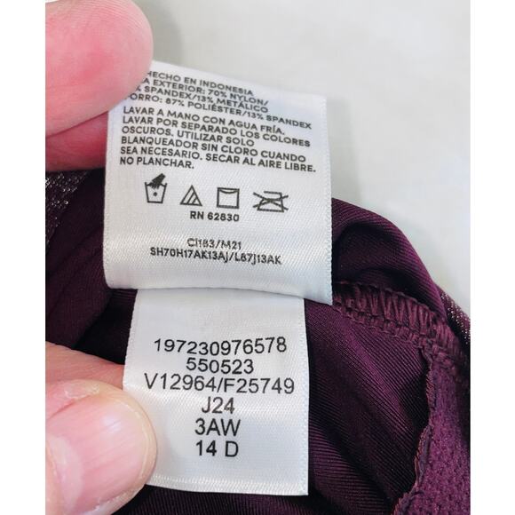 NWT Lands End Metallic Purple One-Piece‎ Swimsuit - Women's Size 14 D - Picture 9 of 10